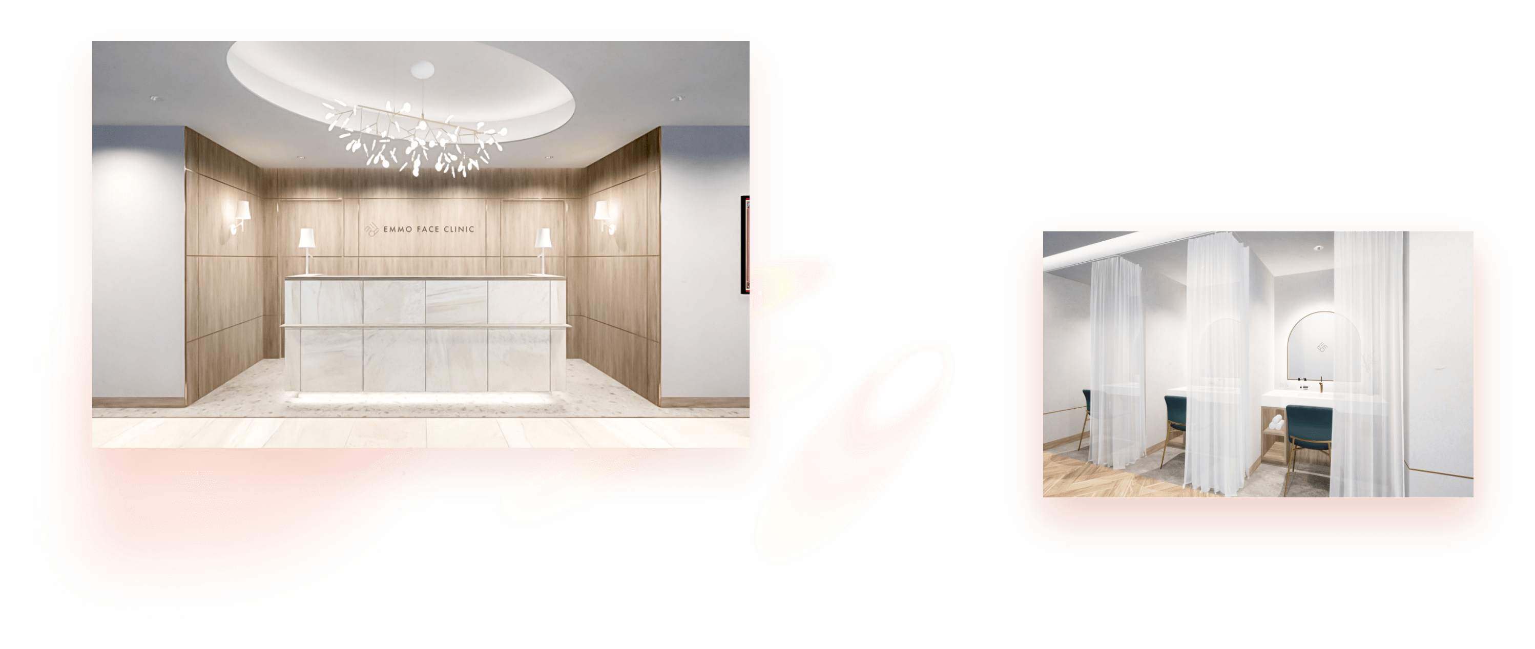 EMMO FACE CLINICの受付とパウダールーム