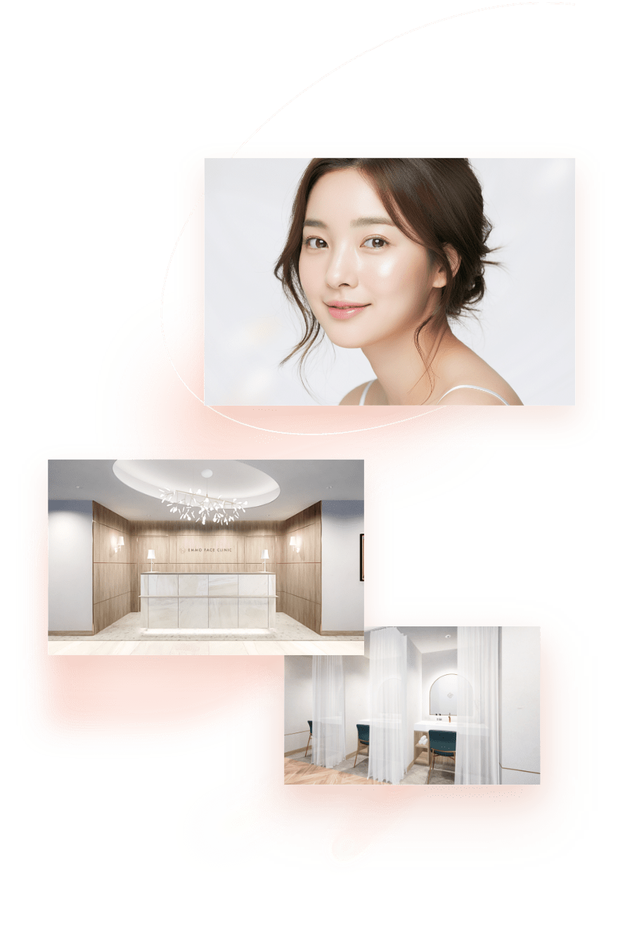 EMMO FACE CLINICの受付とパウダールーム