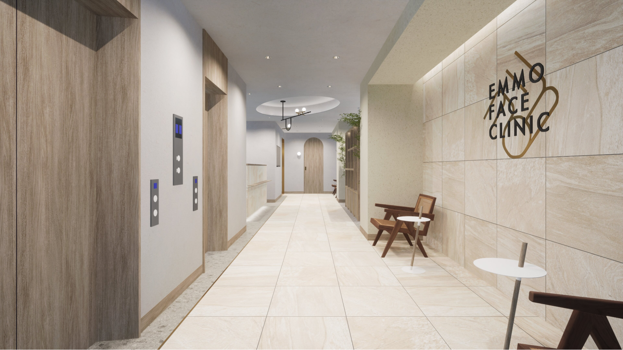 エモフェイスクリニックの受付通路