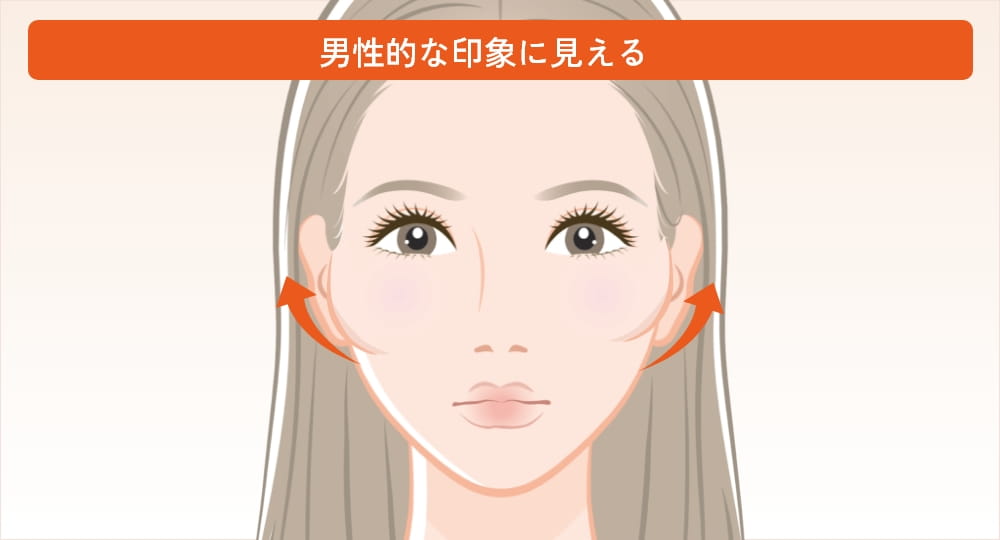 男性的な印象に見える頬骨の広がり