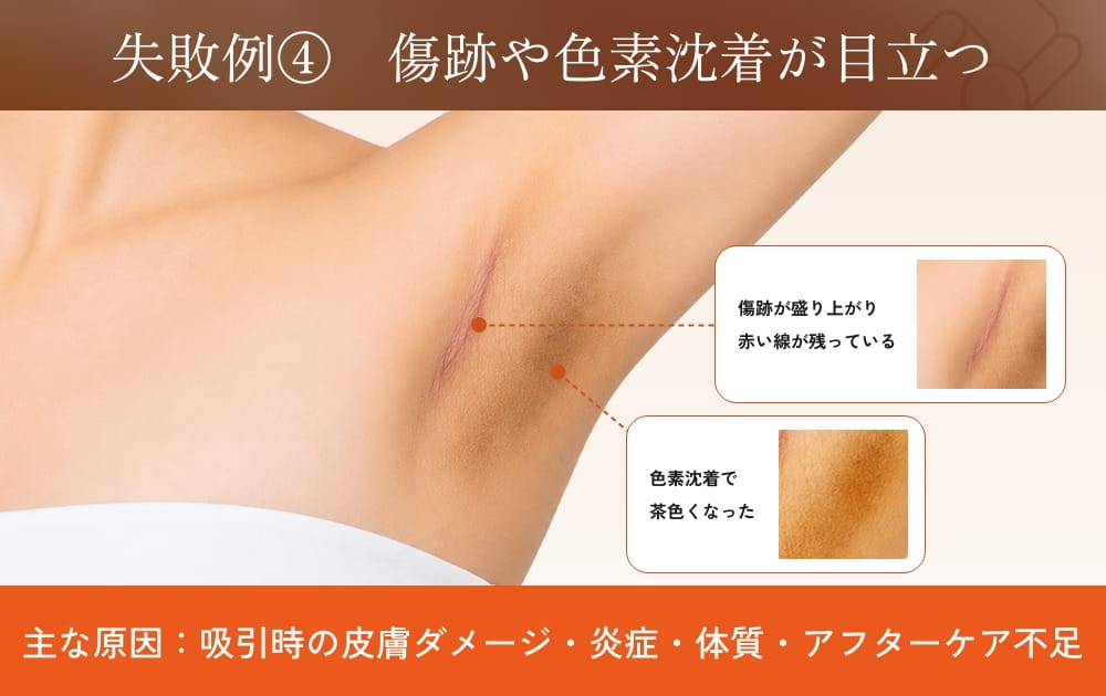 脇の傷跡と色素沈着