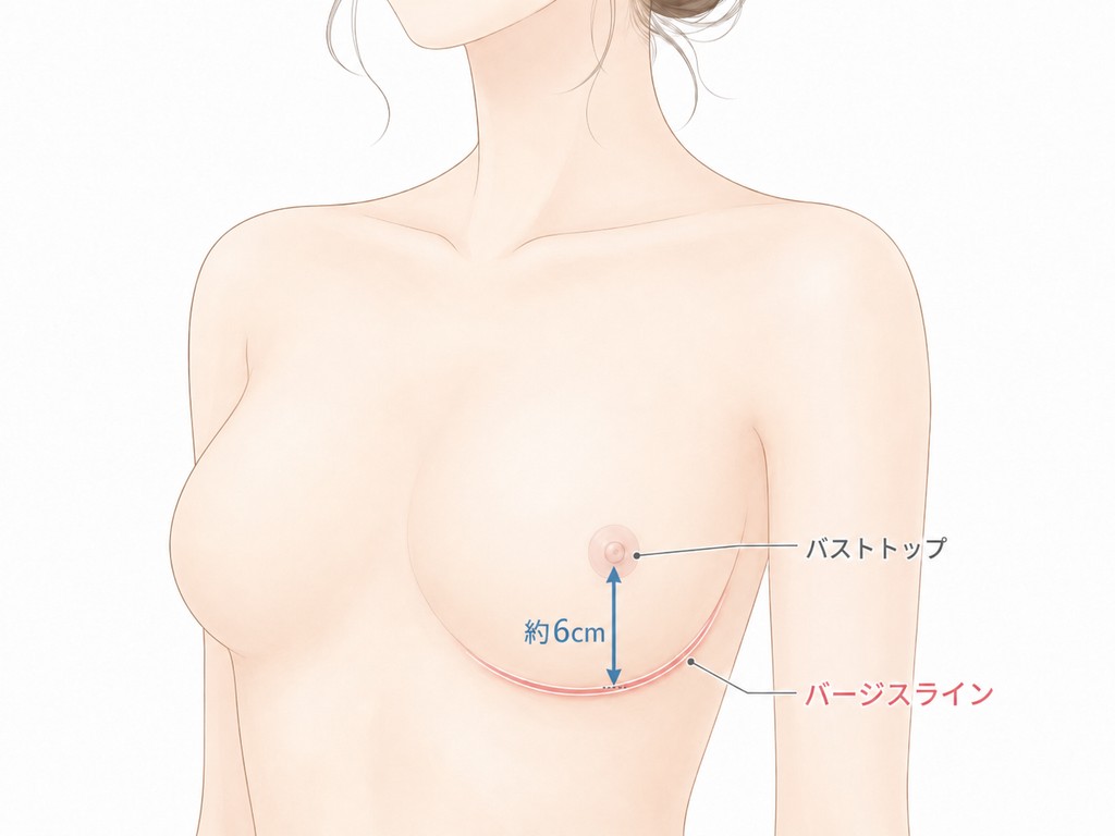 バージスラインの位置や距離の測り方を示したイラスト